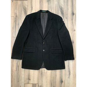 Lauren Ralph Lauren Black 43L Single Vent Two Button Camel Hair Blazer Four Butt